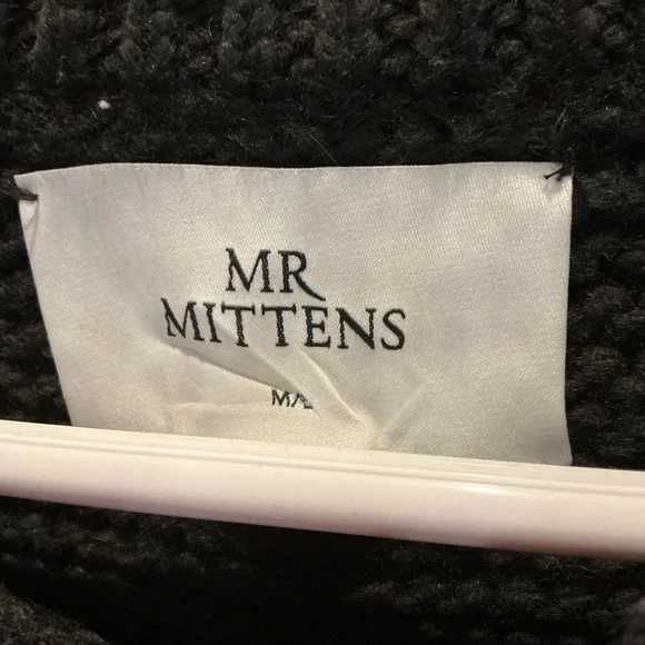 I Love Mr Mittens black wool cable sweater sz M L - Picture 5 of 7